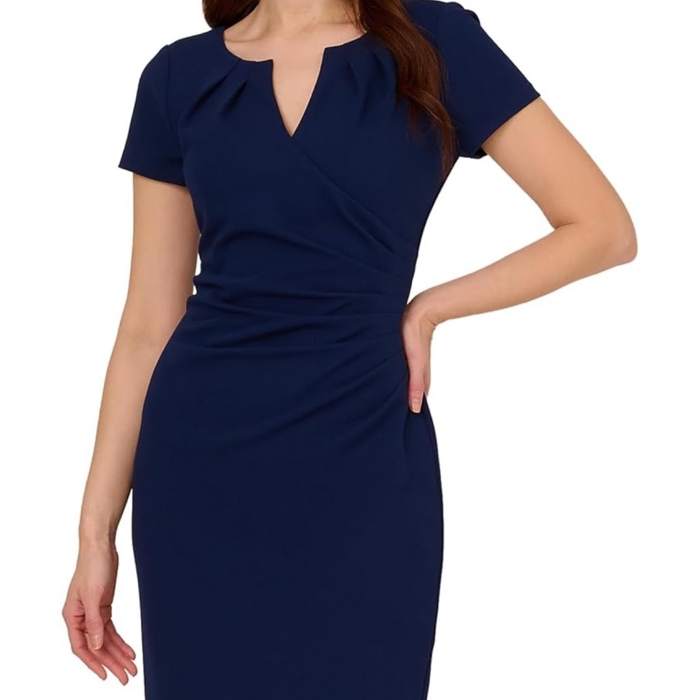 Adrianna Papell Women's Knit Crepe Draped Midi Dress